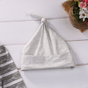 3 Pieces Outfit Gray Cotton Striped Clothes for your baby boy 0-12M