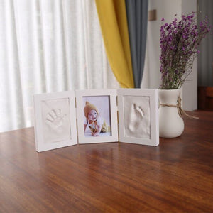 Photo frame handprint and Footprint with Wood Frame