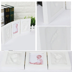 Photo frame handprint and Footprint with Wood Frame